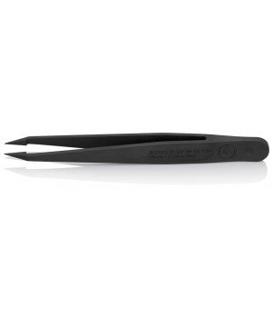 Пинцет углепластиковый ESD, 115 мм, гладкие прямые игловидные губки, чёрный матовый Knipex KN-920902ESD