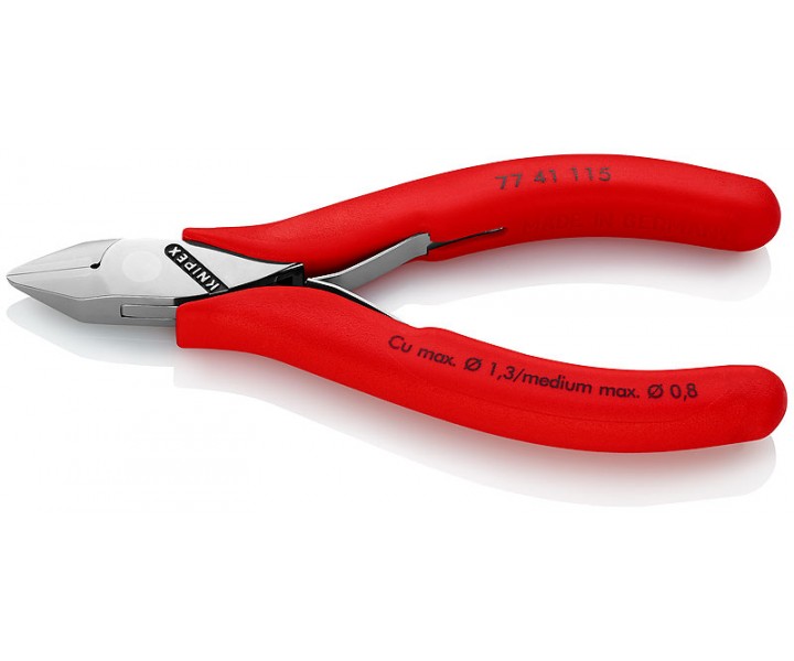 Бокорезы для электроники, острая головка, 115 мм, обливные ручки Knipex KN-7741115
